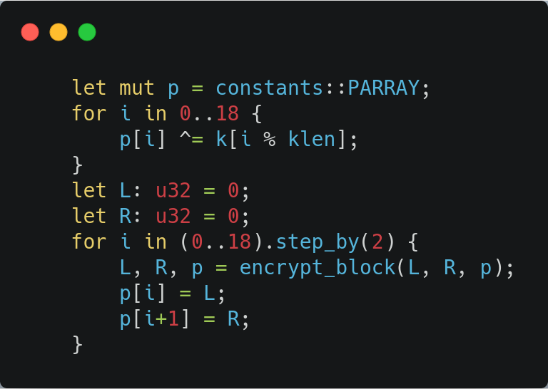 Blowfish implementation in Rust